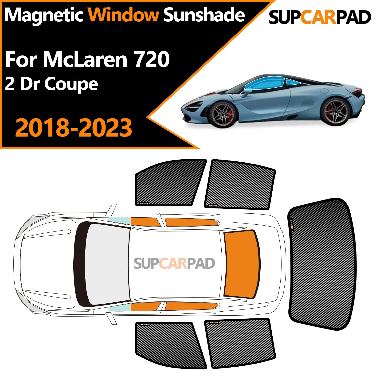 

Солнцезащитный козырек на окно автомобиля на заказ для McLaren 720 2 Dr Coupe 2018-2023, магнитная штора, сетчатая штора на переднее лобовое стекло