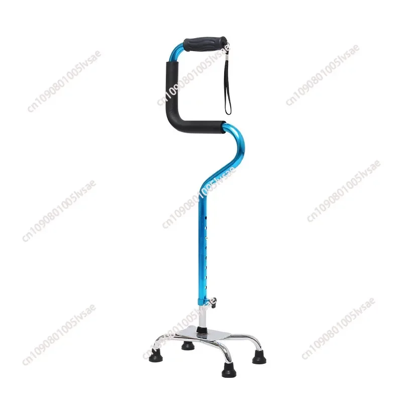 The elderly can assist in getting up, aluminum alloy crutches, four-foot height adjustable bow-shaped armrest crutches