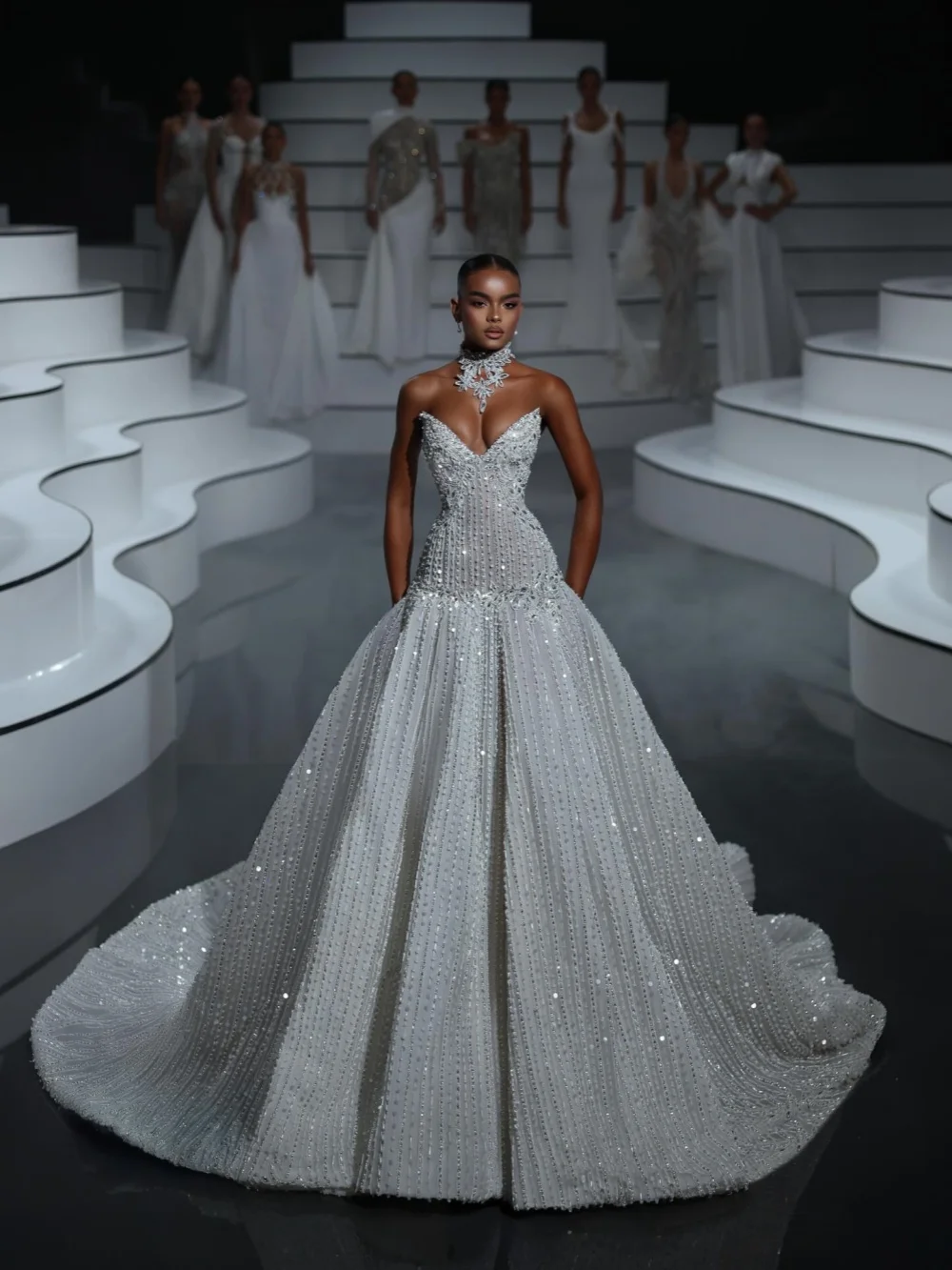 White Stunning Mermaid Long Wedding Dress Gorgeous Elegant V-neck Bridal Gown Customized Dreamy Sleeveless Dresses For Bride