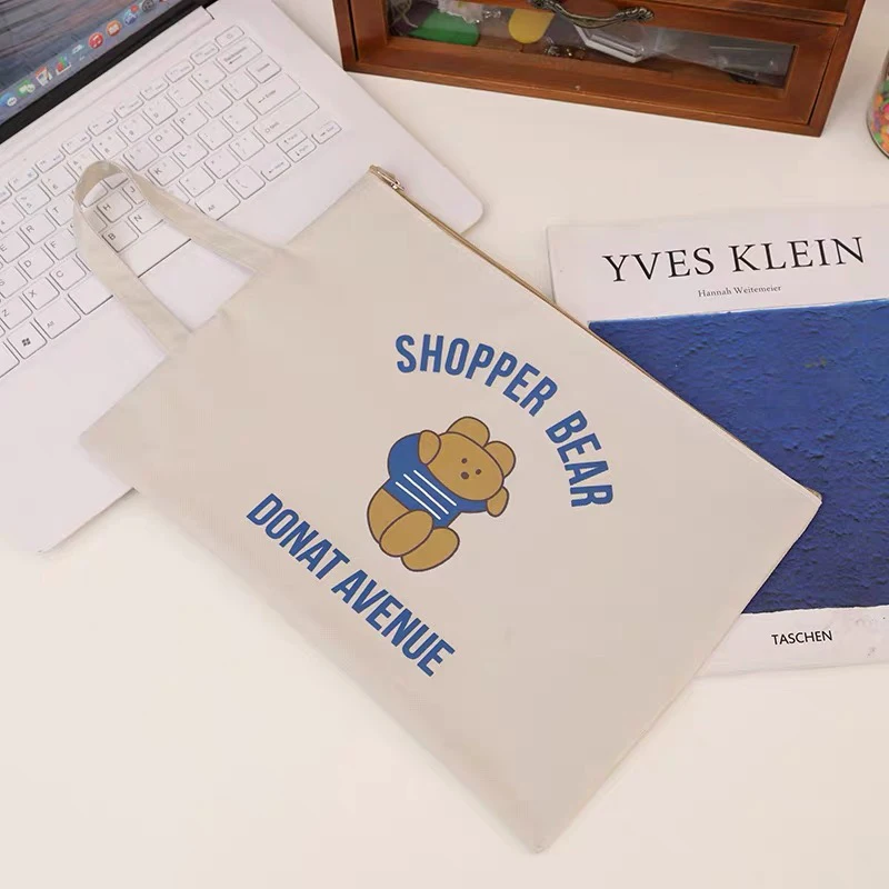 1 قطعة لطيف الكرتون الحيوان سستة حقيبة مستندات Kawaii طالب أكسفورد تخزين ملابس حقيبة لوازم Escolar المحمولة ملف Papelaria #2