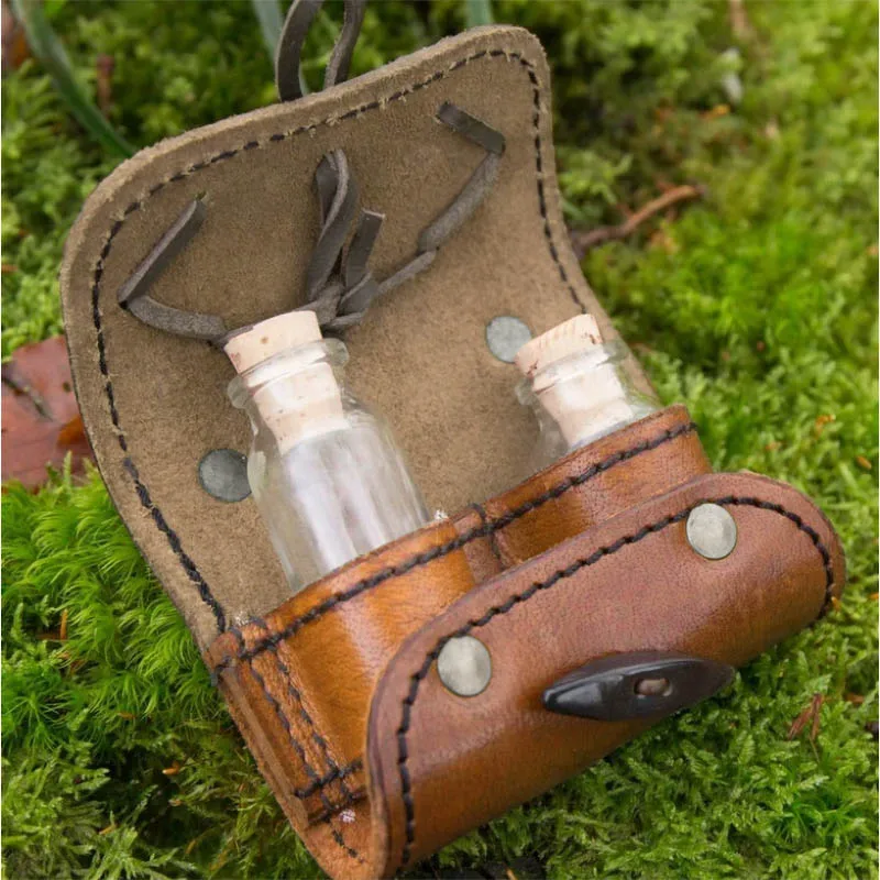 

Чехол для бутылки с заклинанием колдовства со стеклянным флаконом, средневековая ведьма Викка, оккультный аксессуар, банка для волшебного зелья, сумка для костюма LARP