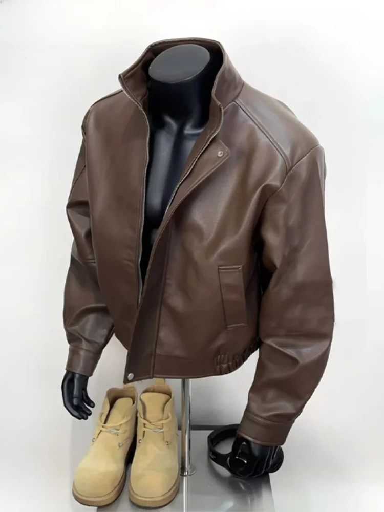

Retro American Leather Jaet Men's 2025 Autumn Winter New High End Cool Motorcycle Clothes Jaet Men's Faion Outerwear