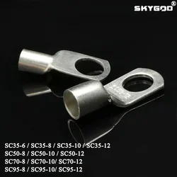 SC Type Wire Nose Terminal SC35 SC50 SC70 SC95 Bare Copper Battery Block Lugs Hole ID 6 8 10 12mm Crimp Wire Connector