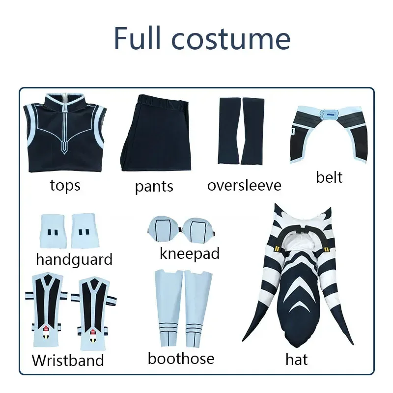 New ★ Ahsoka Tano Cosplay Star and The Clone Wars Costume Hat Children Full Set Adult Halloween Party Cos★ 2025 qi☆