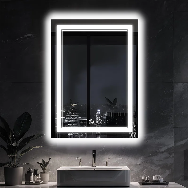 

LED Bathroom Mirror with Lights, Anti-Fog Wall Mounted Smart Vanity Mirror, Dimmable Touch Control Backlit Mirror for Bathroom