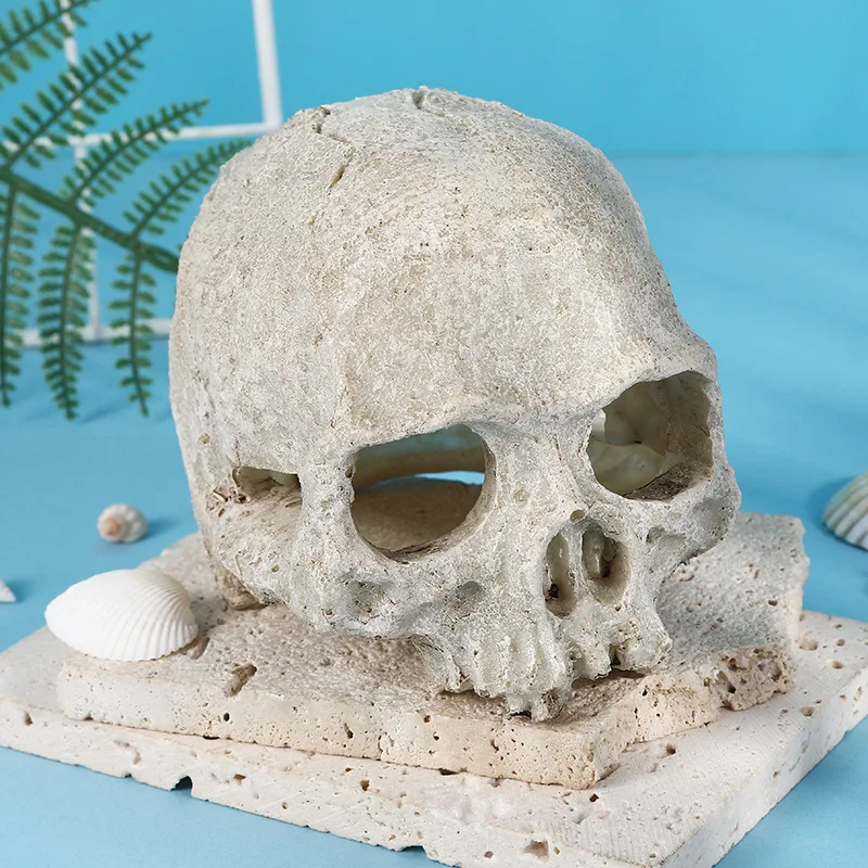 Halloween Aquarium Scenery Skull Resin Craft Ornaments Skull Shelters Fish Tank Decorations Props Home Decoration Ornaments