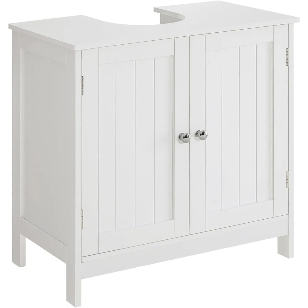 

Pedestal Sink Cabinet with 2 Doors and Shelf U Shape Under Sink Storage Bathroom Organizer White