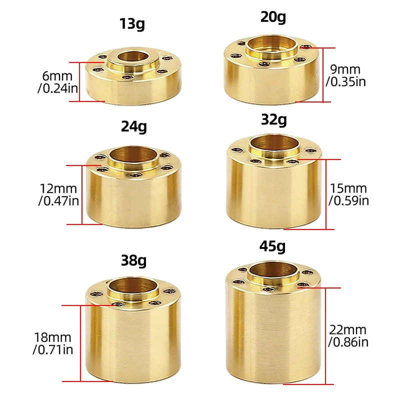 1.9/2.2 Inch Weighted Wheel Hex Hub 12mm Wide Extension Adapter Black Gold for SCX10 TRX4 RC Crawler