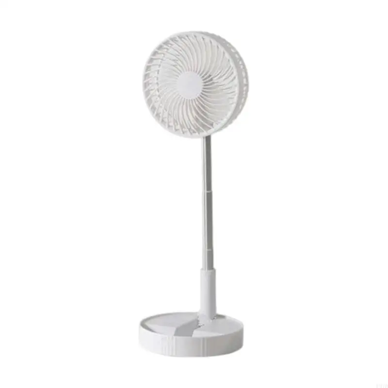 Foldable Standing Fan with Adjustable Height, Four Speeds and Fold-Down Storage for Bedroom, Living Room, Dorm or Office