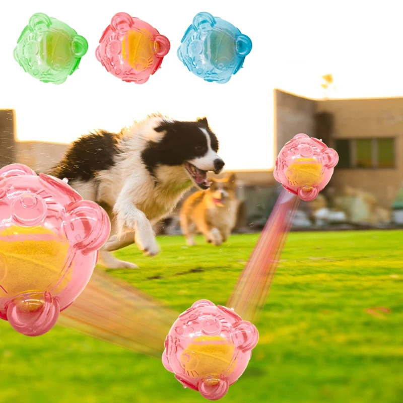 Hundespielzeug Quietschendes Interaktives Spielzeug Hundetennisball Bärenkopf Bissfest Zahnpflege Quietschball Haustier-Kauspielzeug