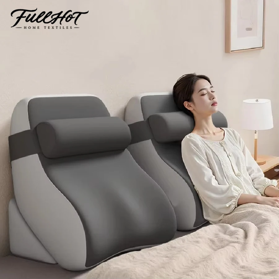 

FULLHOT Reading Pillow for Sitting in Bed Ergonomic Wedge Back Pillow Side Pockets Removable Cover Working Nursing Lightweight