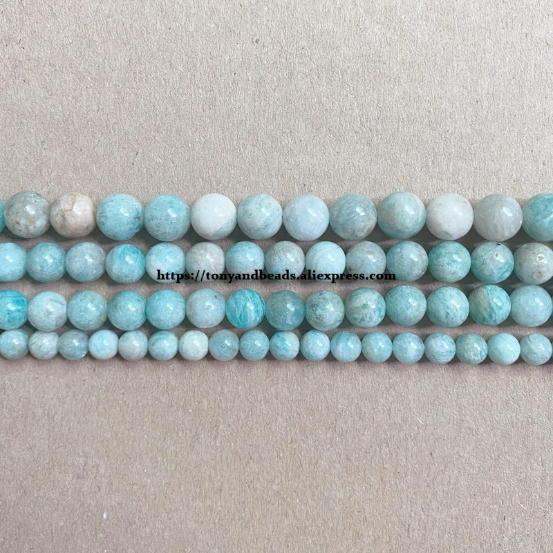 Genuine Semi-precious B Quality Natural Brazil Mixed Amazonite Stone Round Loose Beads 6 8 10 MM Pick Size for Jewelry Making