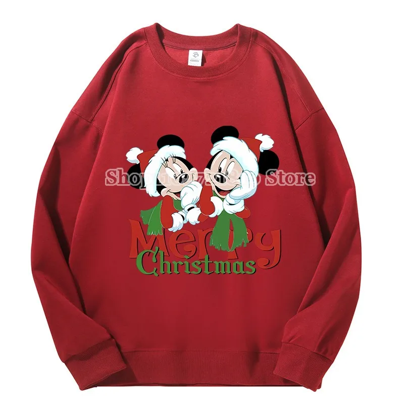 Mickey Mouse Disney Sweatshirt Round Neck Spring Autumn Pullover Cotton Long Sleeves Men Women Anime Cartoon Christmas Top Gift