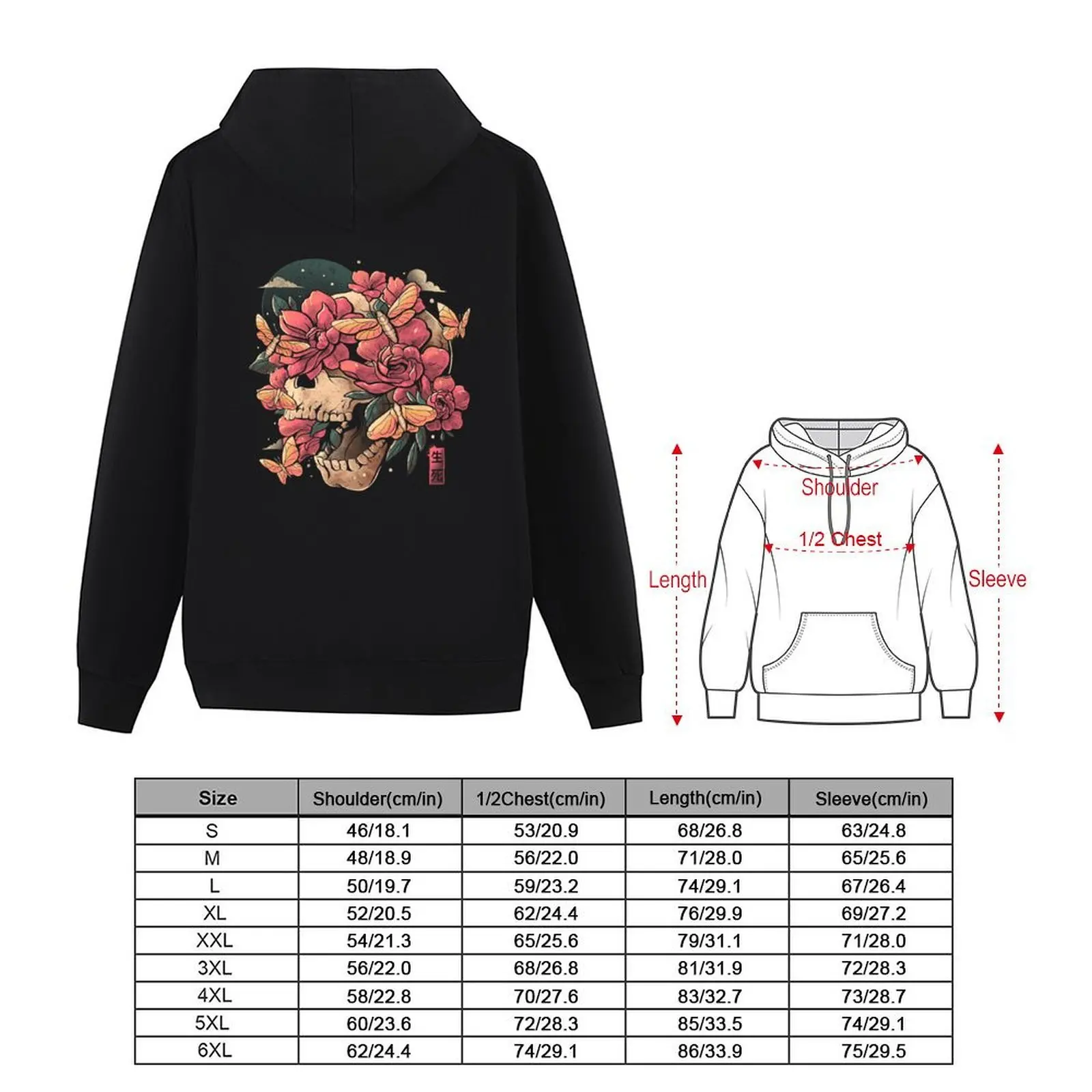 Blossom in Grave - Skull Flowers Death Gift Hoodie Herrenbekleidung Winterkleidung Männer tragen Designer-Hoodies im japanischen Stil