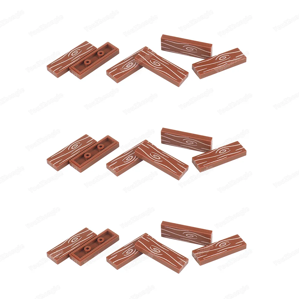 63864pb133 Wood Grain Pattern Printed Building Block Tile 1x3 Assembly MOC figurs Military Equipment Accessories Model Gift Toys