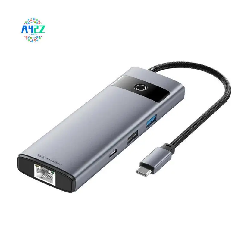 A42Z-8 In 1 Type-C HUB USB-C Dock Station Adapter 4K -Compatible PD100W USB 3.0 100Mbps Ethernet Port For PC Laptops