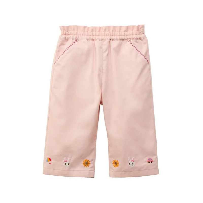 Girls Flower Bunny Embroidery Pants Japanese Style Newborn Baby Cute Cartoon Casual Trousers Spring  Loose Toddler Streetwear