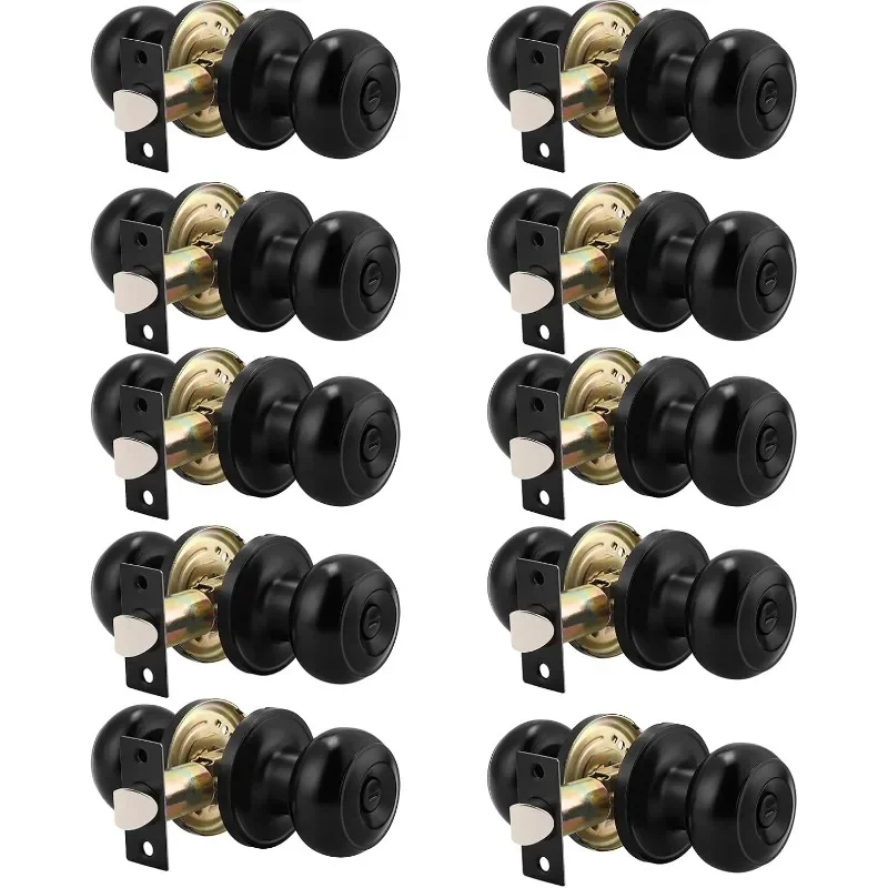 

HOT Probrico 10 Pack Round Privacy Door Knob(Thumb Turn Lock on The Inside), Keyless Doorknobs Interior/Exterior Lockset,Privacy