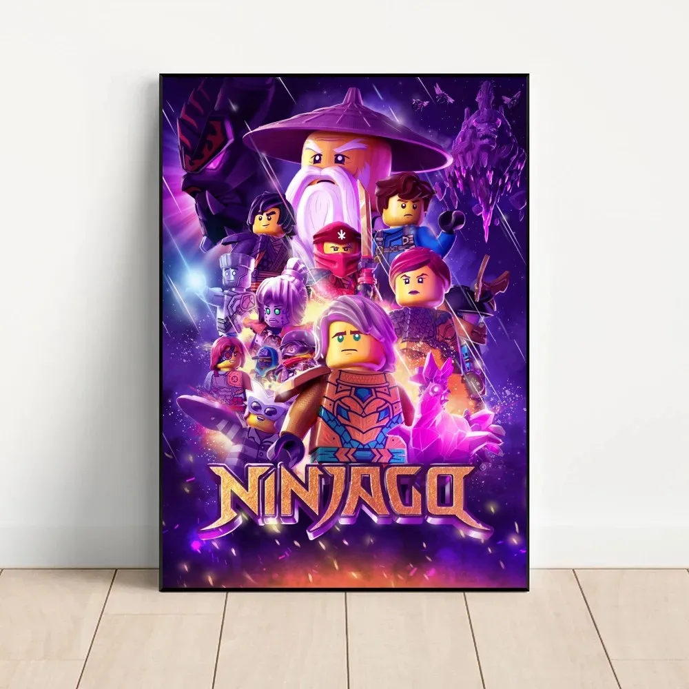 Cool L-LEGOs Cartoon N-Ninjago Poster Fancy Wall Sticker for Living Room Bar Vintage Decorative Painting Middle