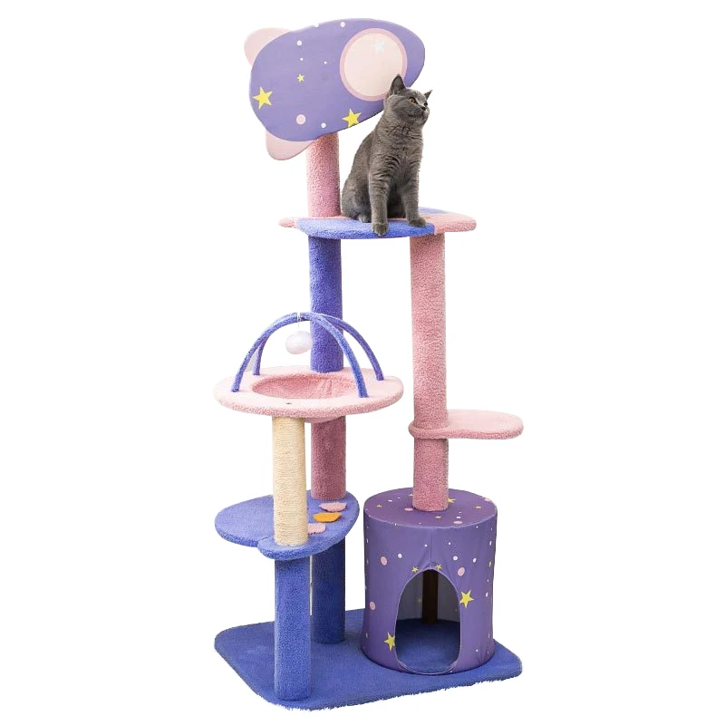 Luxury Good Product Cat Climbing Frame Climber Sisal Hemp Material Pet-Friendly Wooden Cat Tree for Playing