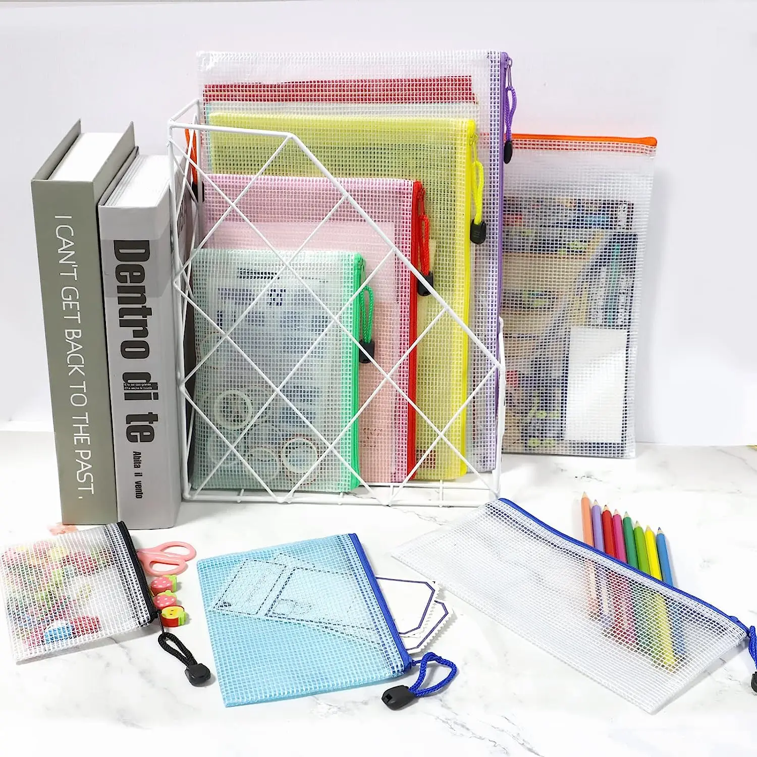 3PCS Stationery Storage Bag Folder File Mesh Zipper Pouch A4 A5 A3 Document Bag Zip File Folders School Office Supplies Pouch