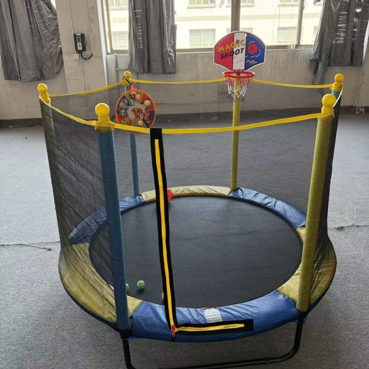 

Wholesale Mini Trampoline Kids Unisex Indoor Fitness Baby Trampoline Jumping Trampoline With Basketball Hoop, Safety Enclosure
