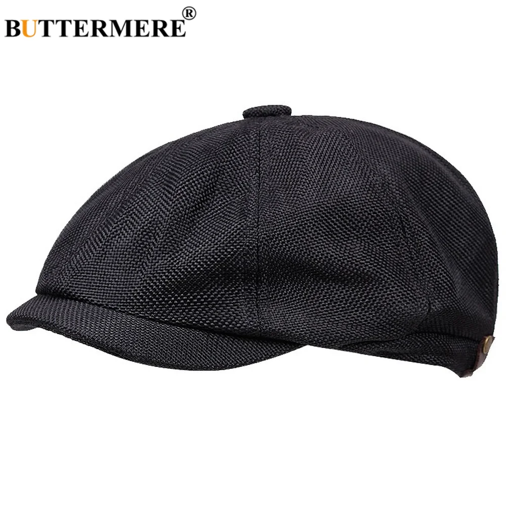 BUTTERMERE Newsboy Caps Men British Style Flat Caps Cabbies octagonal Painter Driver Hat Male Beret Black Gray Brown