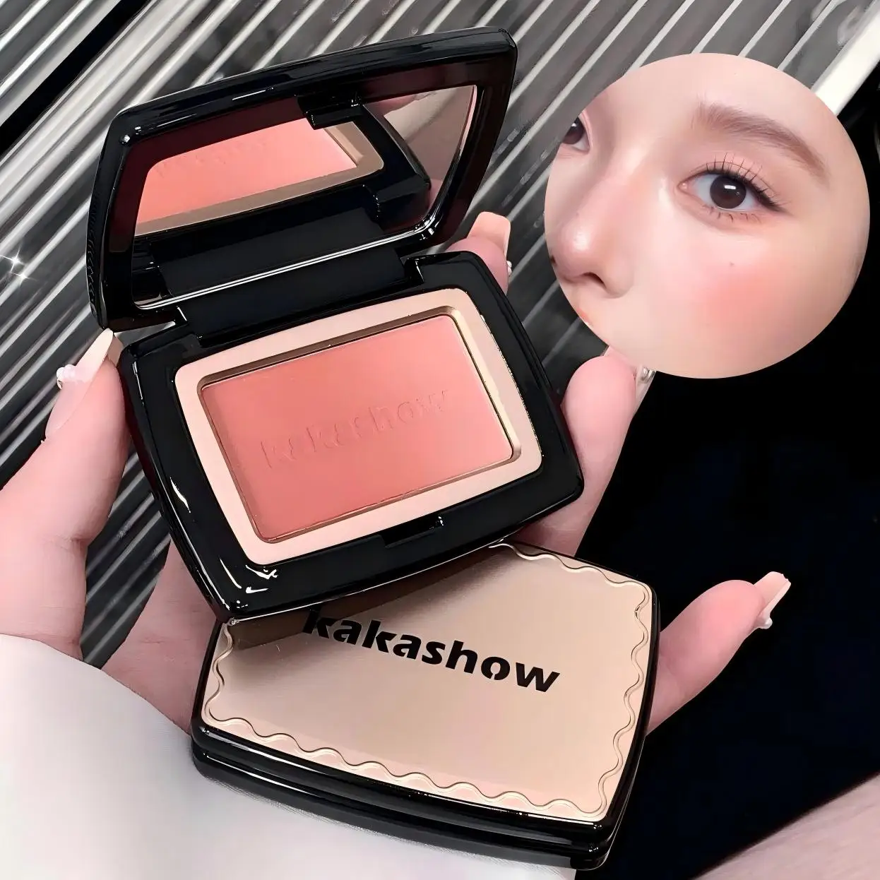 Kakashow Shimmer Radient Blush Single Color Soft Matte Blusher Natural Pink Face Rouge
