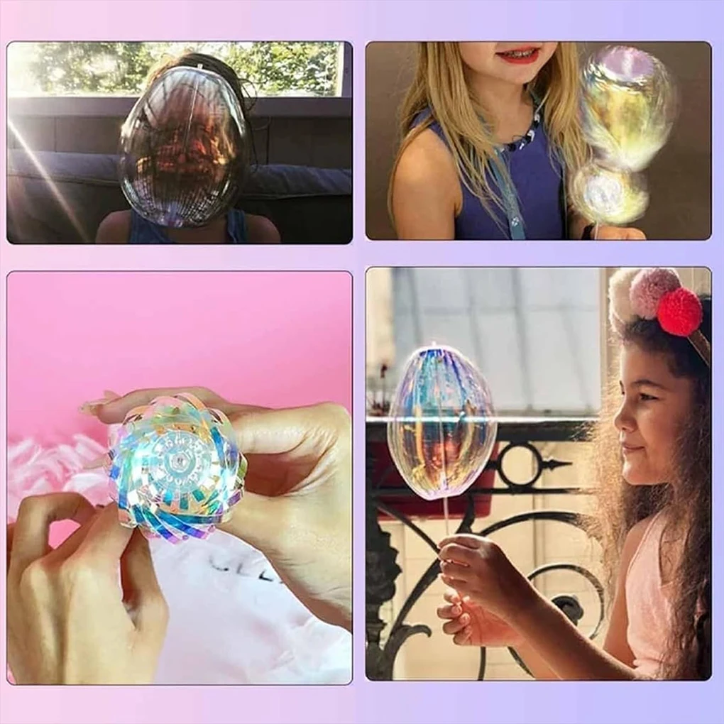 5 قطعة قوس قزح الدوار دوامة عصا سحرية فقاعة الأسرة التفاعلية للأطفال مهرجان الحفلات قوس قزح تدوير فلاش اللعب #5