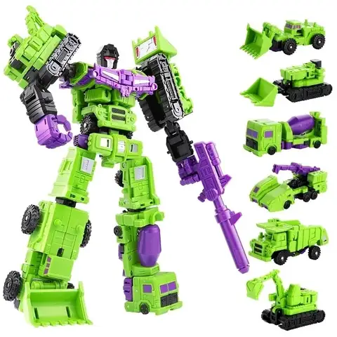 변환 6 in 1 모델 미니 Devastator 22CM 액션 피규어 로봇 플라스틱 장난감 최고의 선물 어린이 키즈 신규