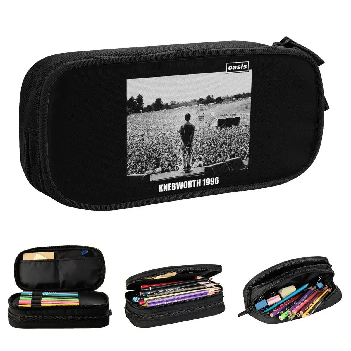 O-Oasis Rock Band Pen Box Double Layer Large Capacity Office Supplies Music Concert Pencil Box Perfect Gifts