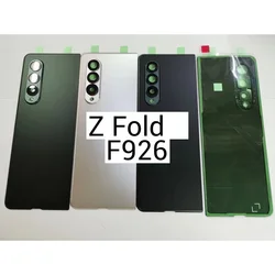 For SAMSUNG Galaxy Z Fold 3  5G F926 F9260 Back Glass Battery Cover Rear Door Case Housing Panel Cover With Camera Bezel + lens