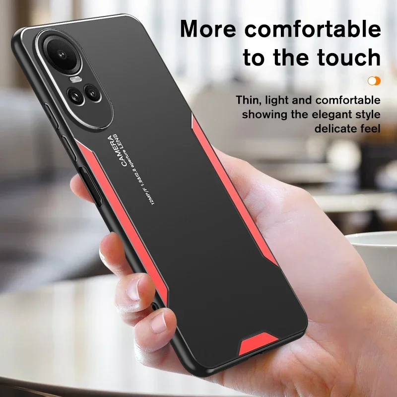 Luxury Aluminum Alloy Back Cover for OPPO Reno 12 11f 10 9 8 7 6 Pro Plus OPPO K12X K12 11 10 9 7 S 4G 5G TPU Soft Edge Case