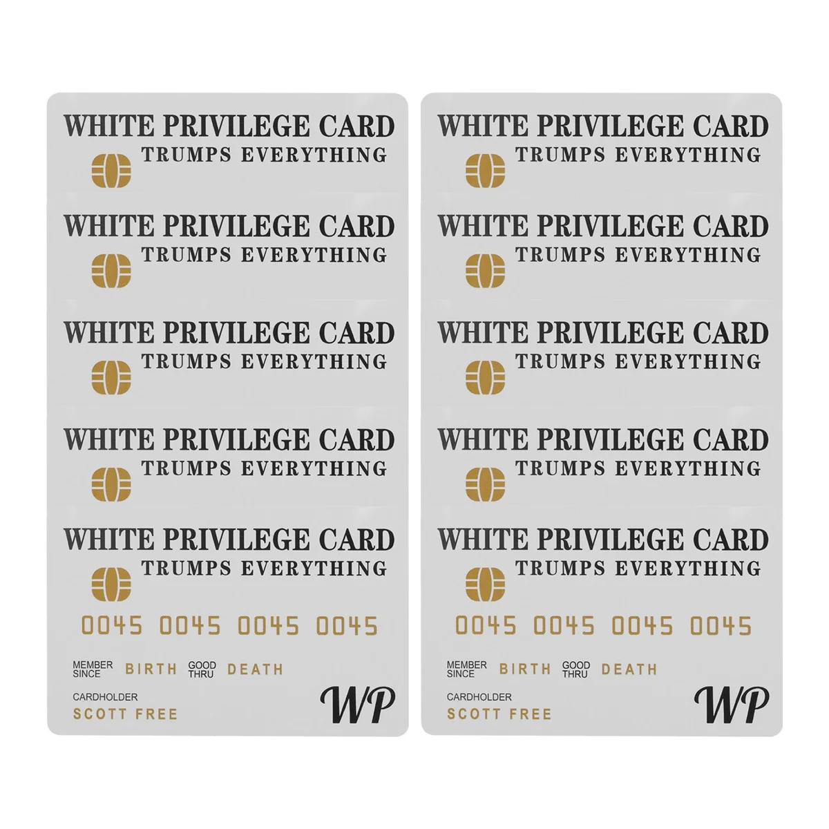 10 PCS Tarjeta de privilegio blanca Trumps Everything Conjuntos de tarjetas de crédito, Tarjeta de inserción de billetera Tarjeta romántica Regalos de empresa