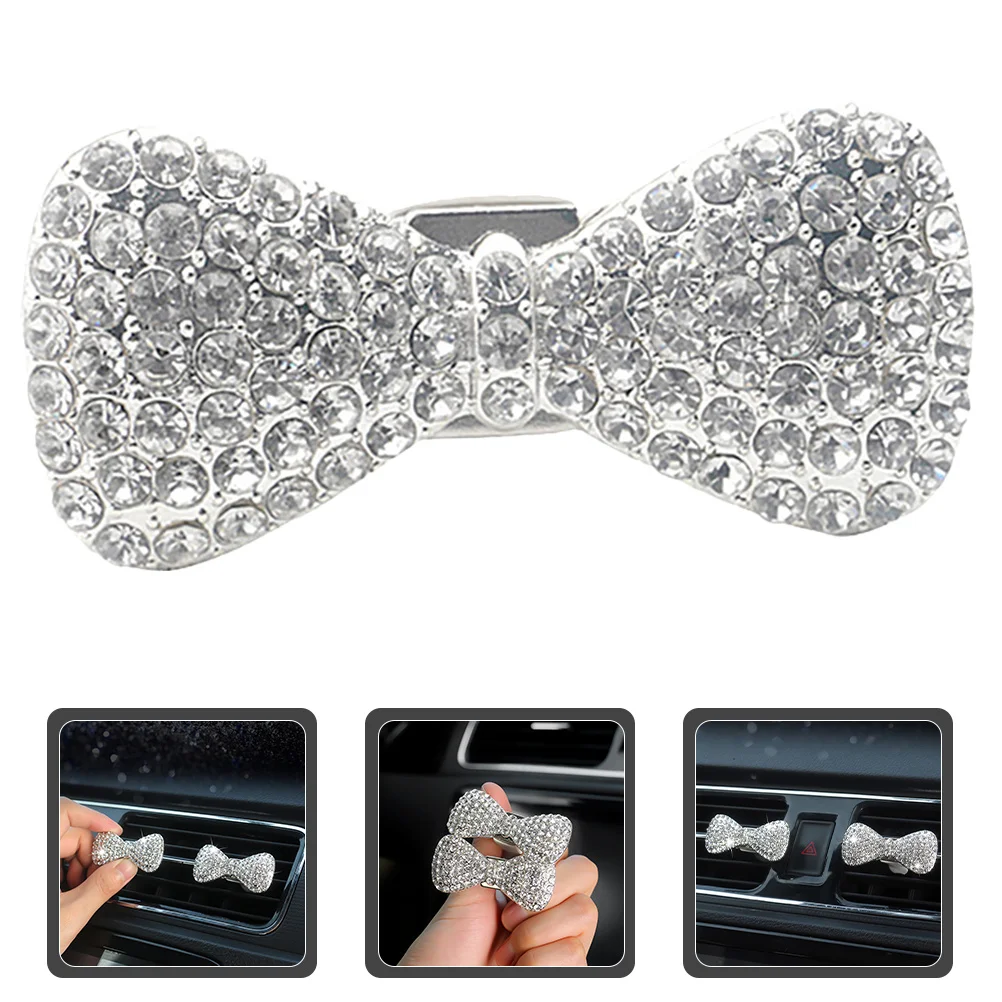 

Bow Car Decor Rhinestone Air Conditioner Vent Clip Zinc Alloy Plastic Car Interior Accessories For Women Trucks Boats Rvs