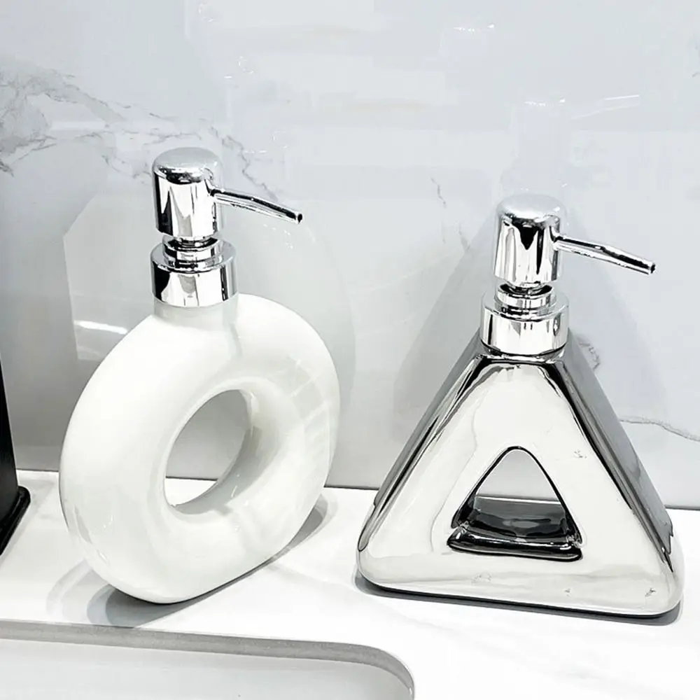 Luxury Ceramic Emulsion Ceramic Empty Bottle 300ML Hollowing Shower Gel Press Bottle Empty Silver Soap Dispenser Bathroom