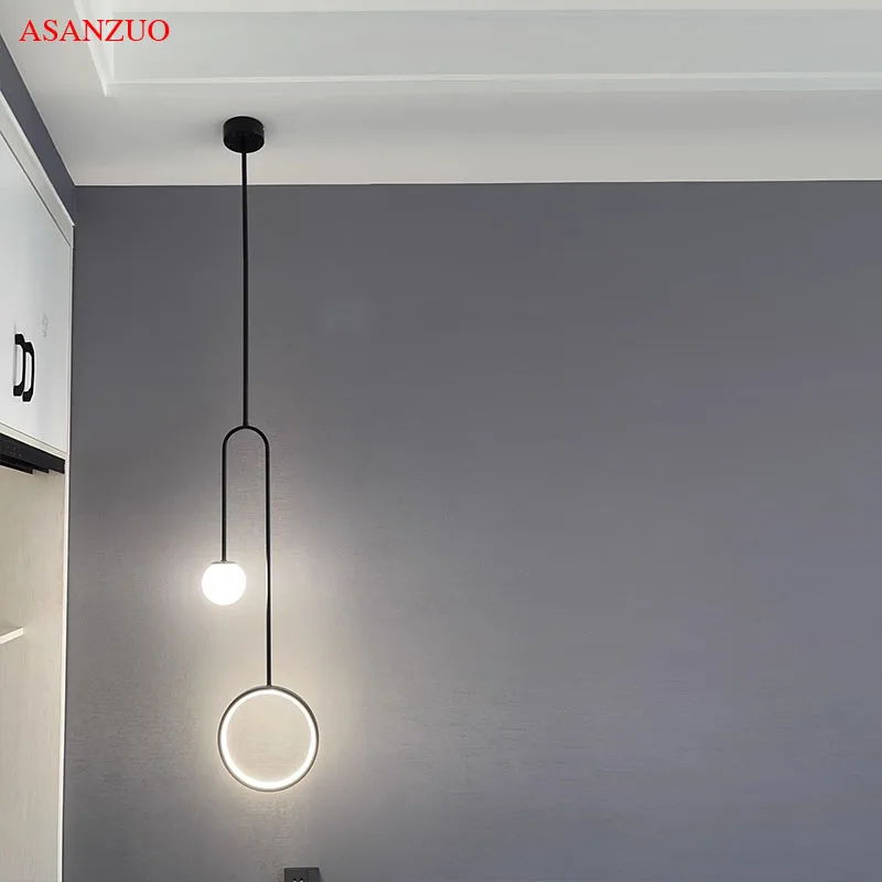 

ASANZUO LED Gold Luxury Pendant Lights for Living Meeting Room Bedroom Bedside hanging lamp