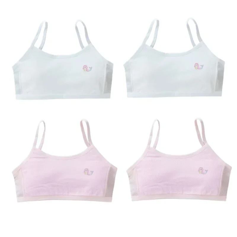 

4pc Girls Bra Breathable Teenager Bras for Kids Adolescente Lingerie Solid Color Teen Vest Girls Tops Underwear 8-15Y