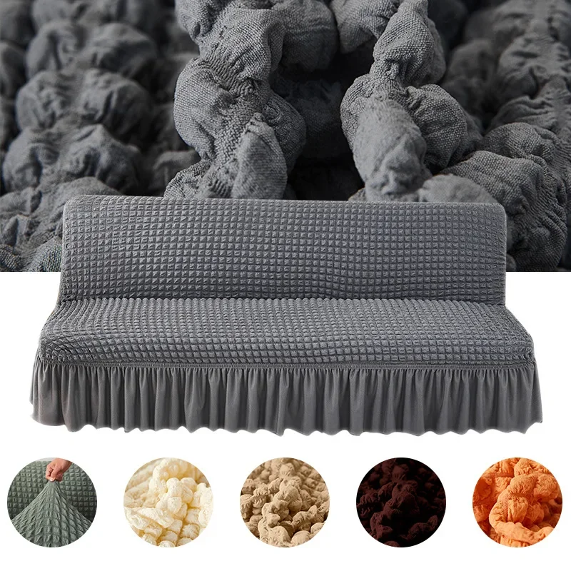 

150-190cm Long Elastic Seersucker Sofa Bedspread Full Package Folding Skirt Sofa Cover Four Seasons Universal Sofa Cushion