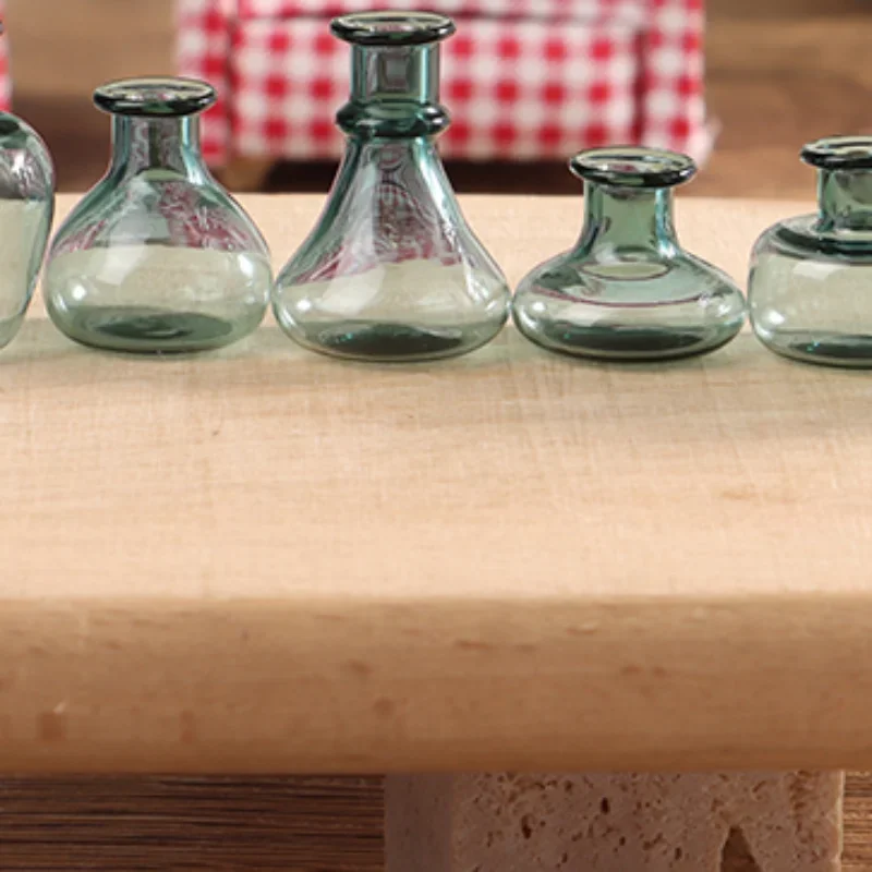 Vaso de vidro em miniatura para casa de bonecas, vaso de armazenamento para arranjador de flores, decoração de jardim para casa, acessórios para casa de boneca, 1 peça