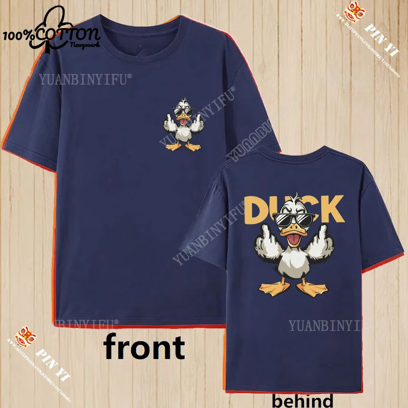 

Harajuku Humorous and Funny Pew Madafakas Duck with Gun Printing T-shirt Top 100% Cotton Loose O-neck Short-sleevStreet Fashion