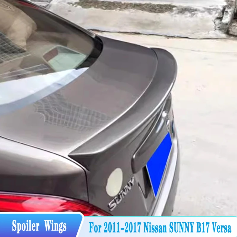 Dla 2011--2017 Nissan SUNNY B17 Versa Tylna pokrywa bagażnika Spoiler Skrzydła Materiał ABS Tuning samochodowy Zestaw karoserii Części Akcesoria dekoracyjne