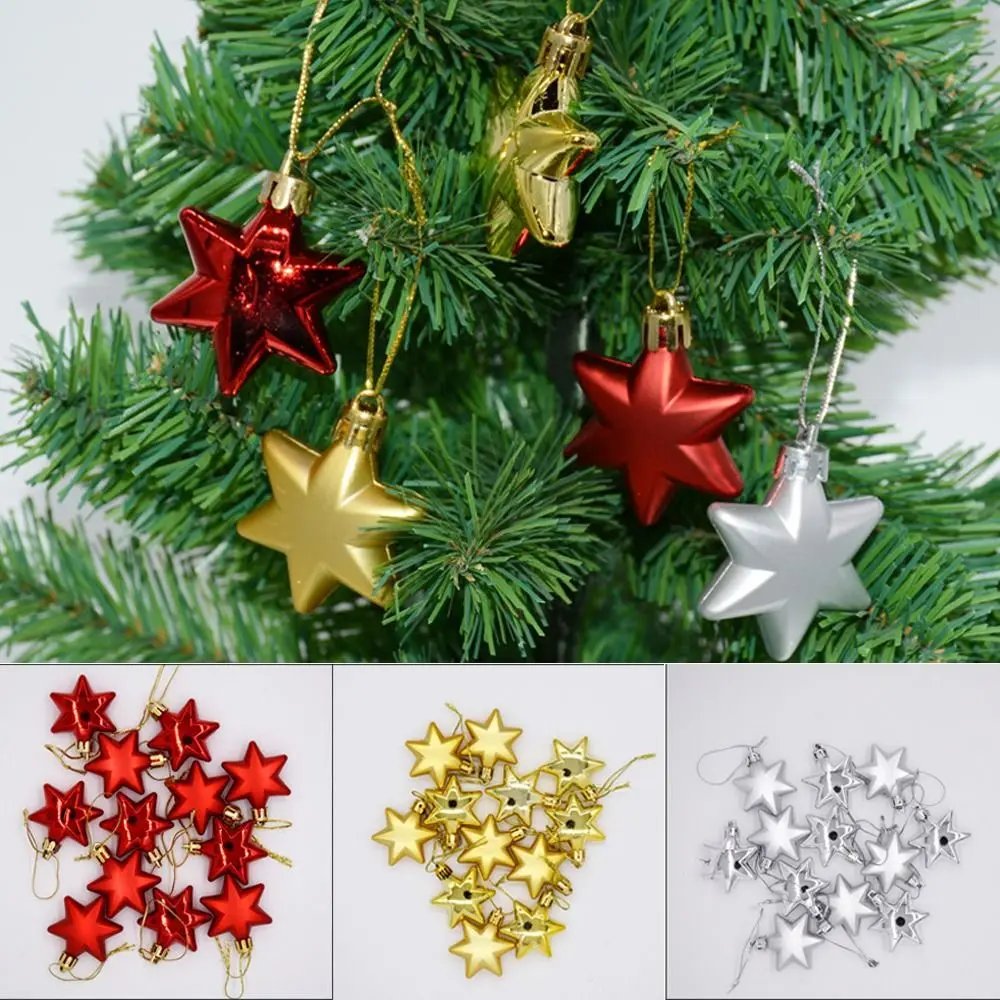 

12 шт. Рождественский шар Рождественская блестящая звезда Подвеска Ремесло Пластиковая рождественская елка Подвесное украшение 4,8x4,8 см Мини Шестиконечная звезда Шар