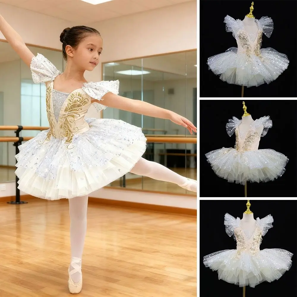 Mode Pailletten Kids Ballet Jurk Moderne Witte Prestaties Kleding Feestjurk Champagne Ballet Tutu Kinderen