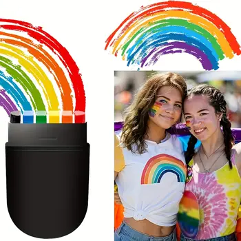 1支彩虹臉部彩繪筆,臉部蠟筆,可卸便攜式持久臉部彩繪,節日驕傲旗幟身體彩繪,派對必備 8 最佳銷售 彩虹臉部彩繪 - №6