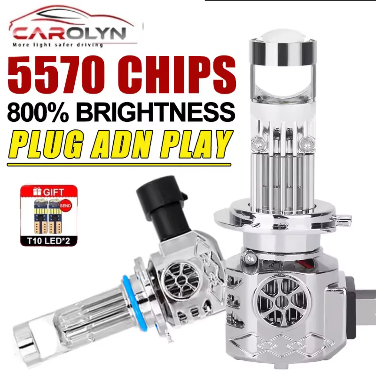 

CAROLYN Mini 6000K светодиодная лампа для проектора, линза для автомобилей, мини-объектив, фара, лампа 12 В, Plug & Play