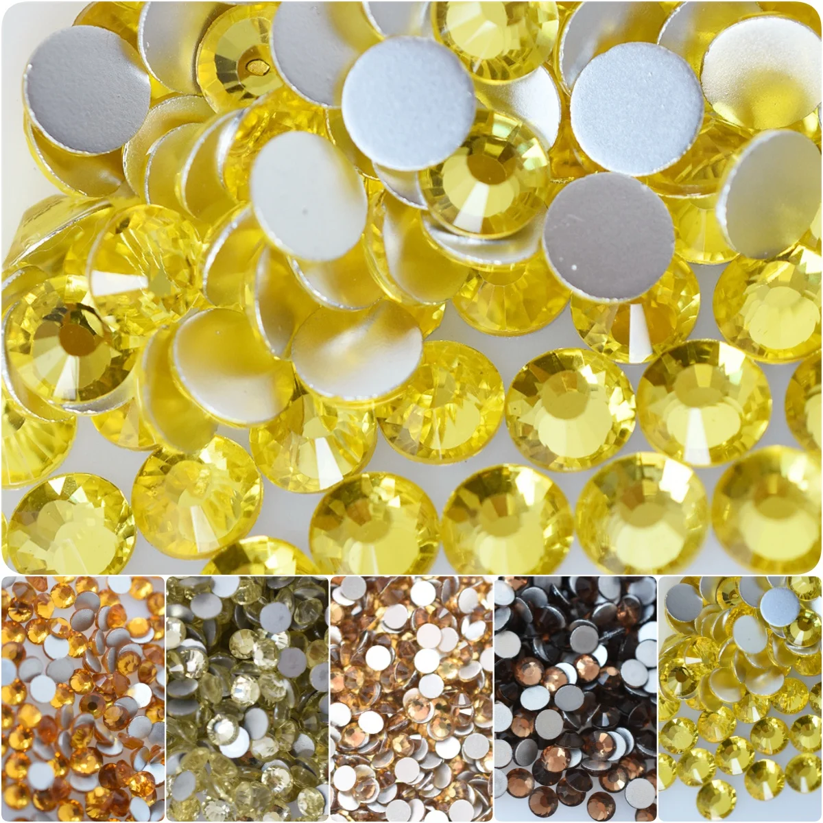 1440PCS SS20 4.8mm Glass Yellow Citrine Topaz Jonquil FlatBack Rhinestones Nail Art Decorations Glitter Diamond Part Supplies