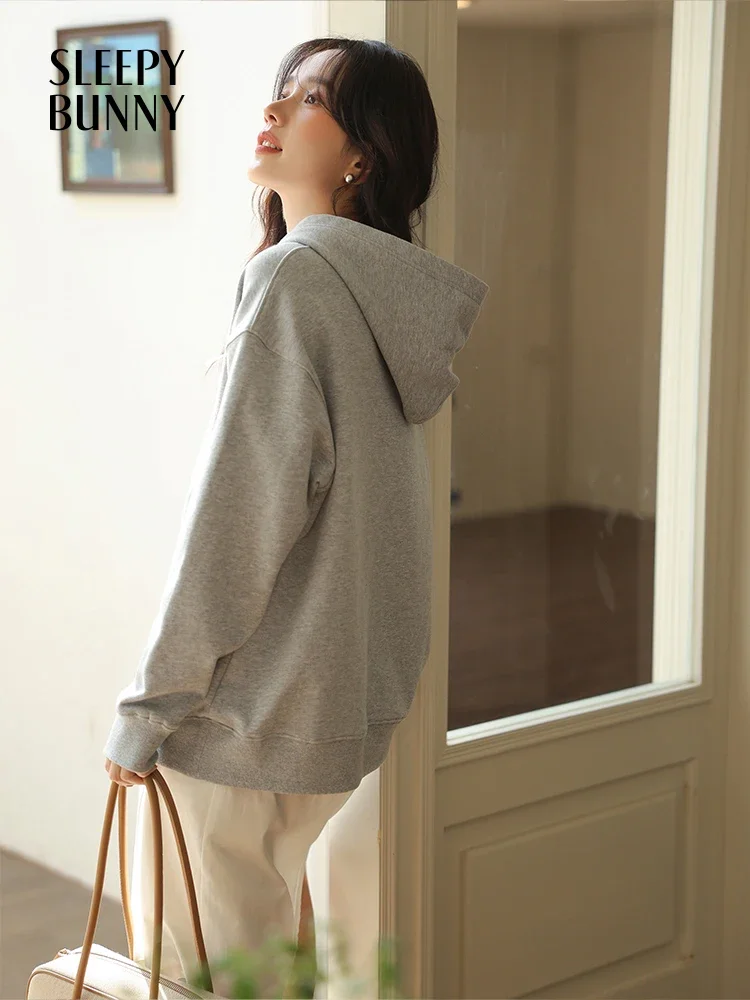 Women Casual Loose Fit Cotton Hoodie 2025 Spring Fashion Printed Pullover Sweatshirt Cozy Oversized Hooded Top Streetwear Style