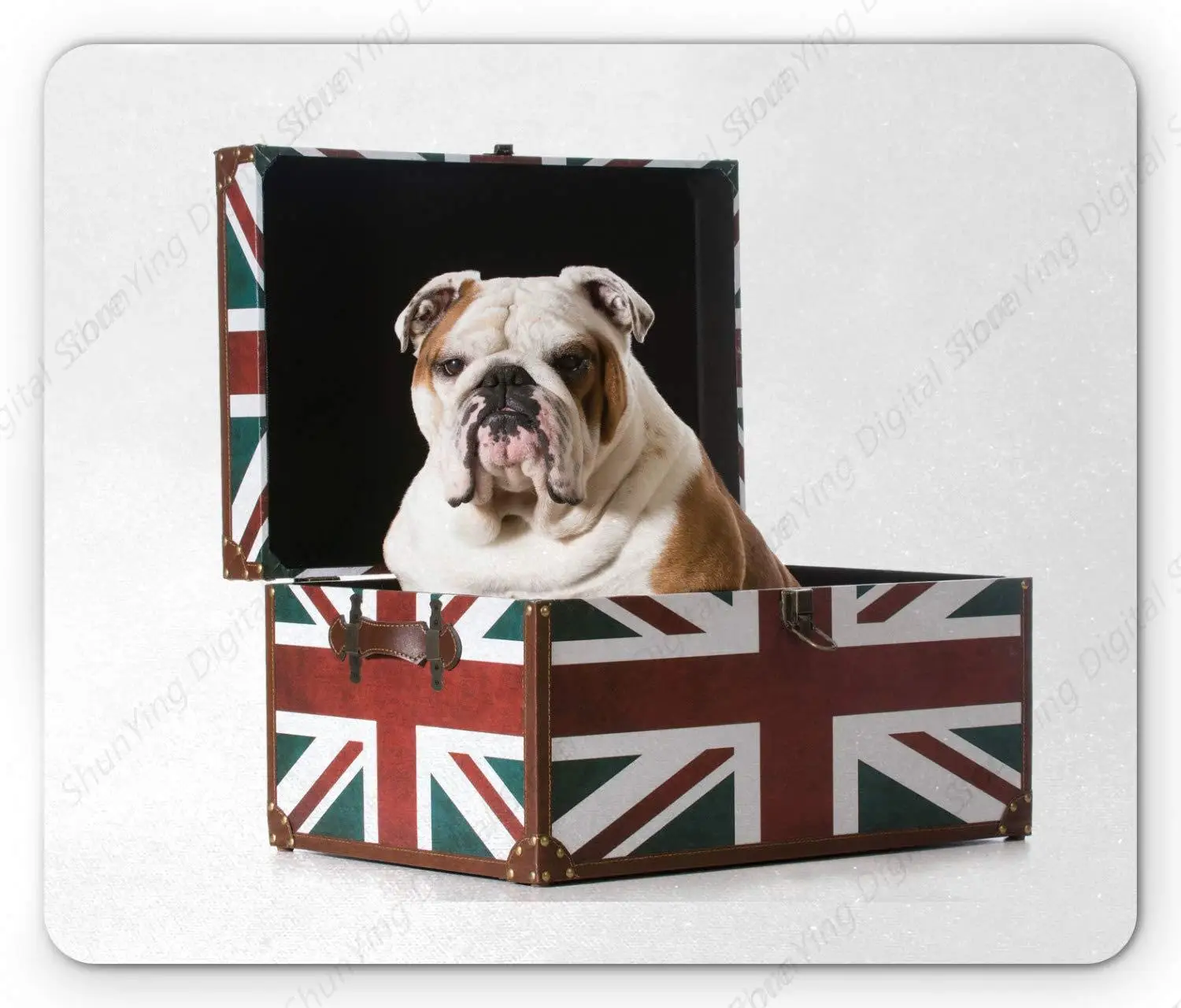 

Mouse Pad Bulldog Sitting On The British Flag Themed Box Patriotic Design Suitable For Gaming Office Laptop Mouse Pad Mouse pad