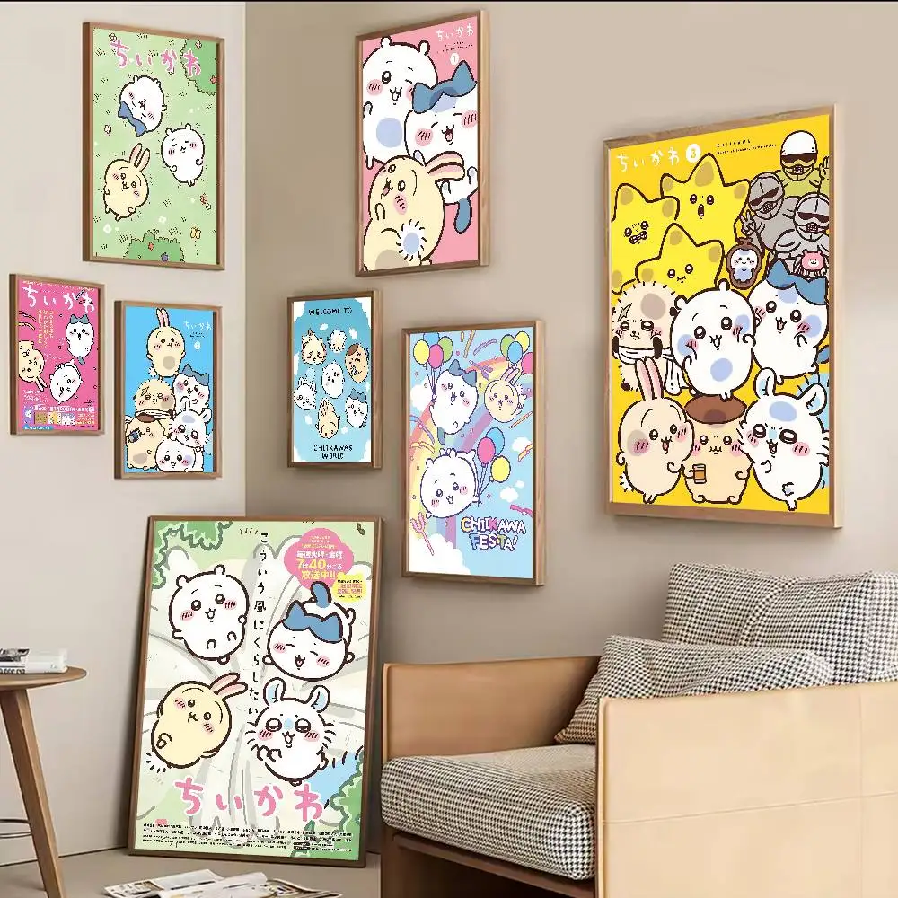 

Japan Anime C-ChiikawaS Vintage Posters Sticky Vintage Room Home Bar Cafe Decor Kawaii Room Decor
